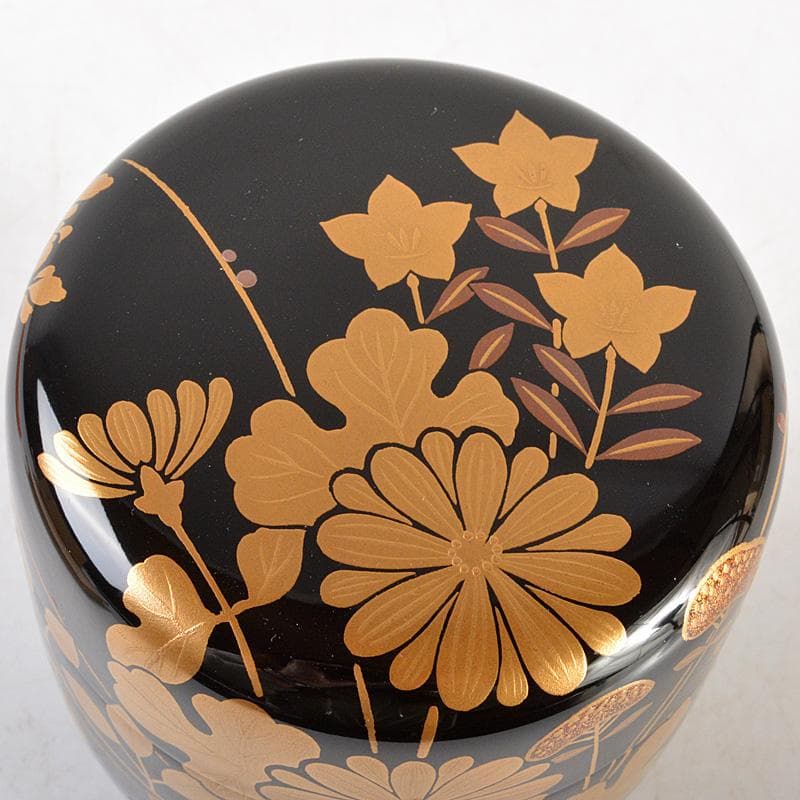 茶道具大棗萩金蒔絵 茶道具 紀州漆器 林克彦作 金蒔絵 秋草大