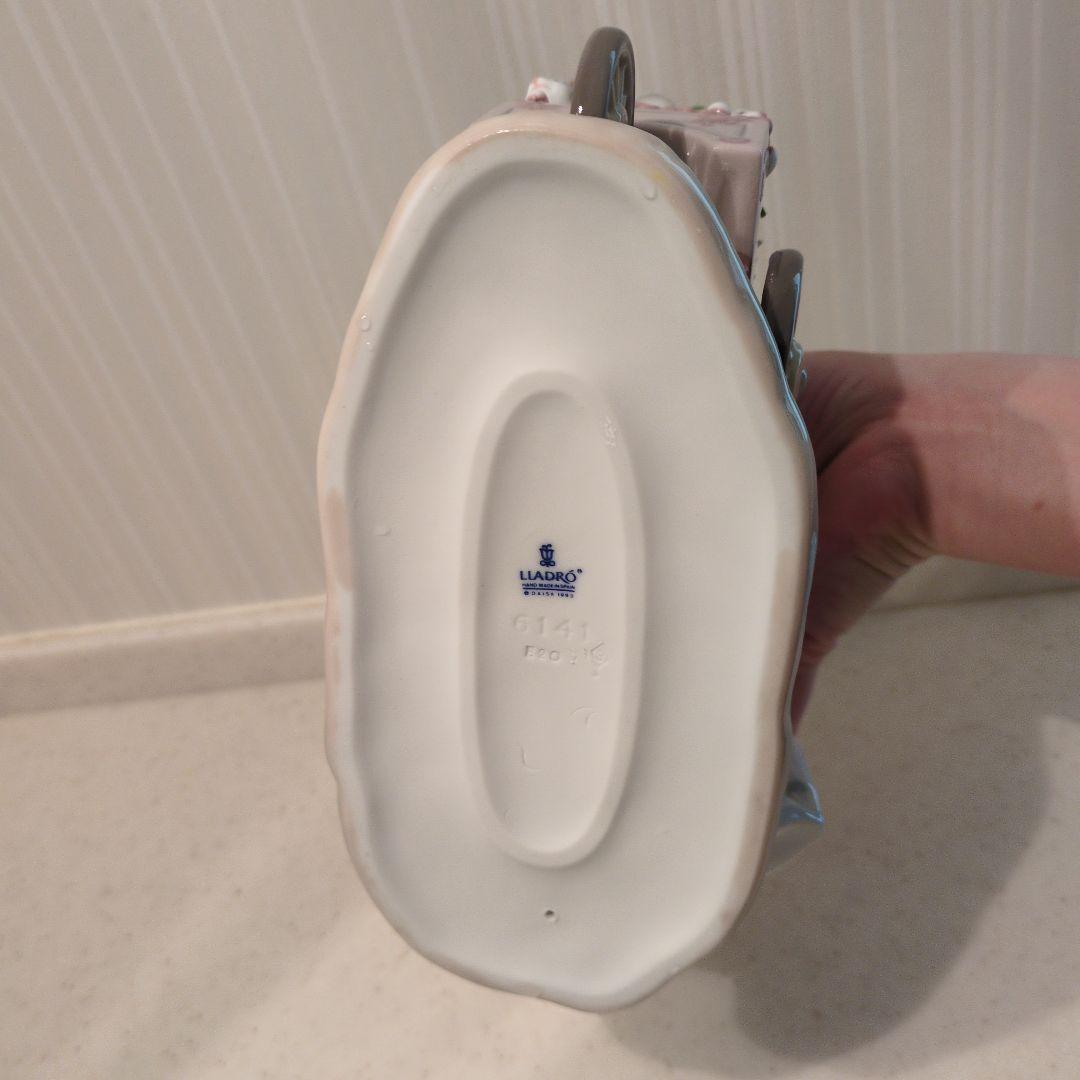 希少】Lladroリヤドロ女性猫花花籠麦わら帽子