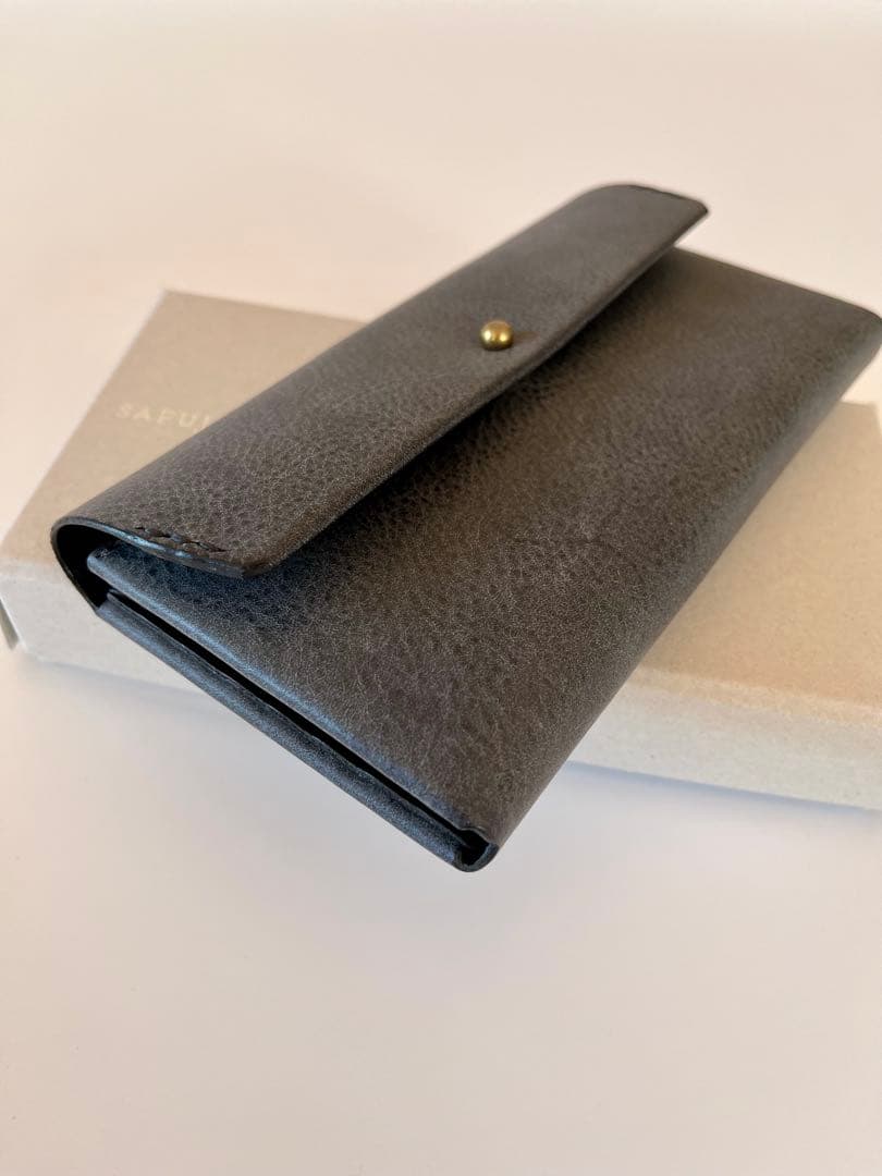新品未使用 SAFUJI ミニ長財布（ホック） グレイブラック