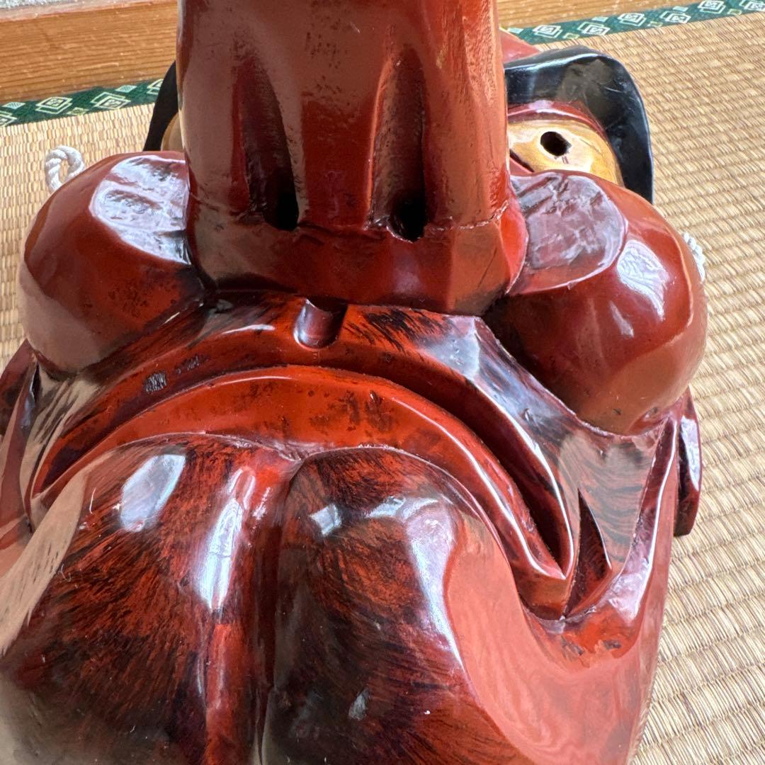 超大型 天狗お面 木彫 アンティーク 壁掛 工芸品 魔除け 縁起物 骨董 守神