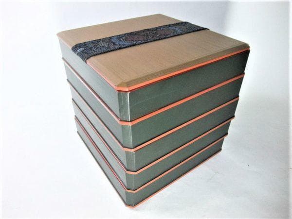 平安 象彦 五段焼物重 古漆刷毛目塗 天然木 本漆器 時代物 骨董