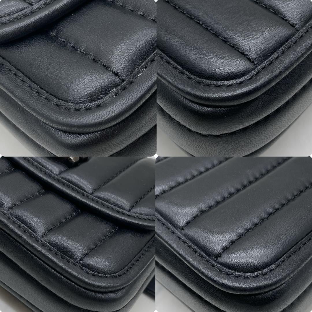 コーチ マディソン キルティング チェーン ターンロック ショルダーバッグ 黒