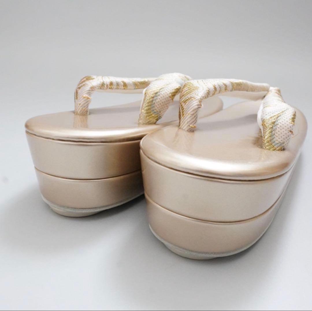 [ゴールド]織生地草履バッグセット　Lサイズ　成人式　卒業式　佐賀錦