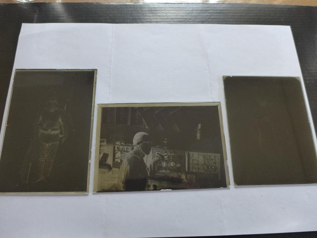 珍品 時代物 戦前 上海事変頃？陸軍 新野部隊通信員？ ガラス乾板3点 ネガ