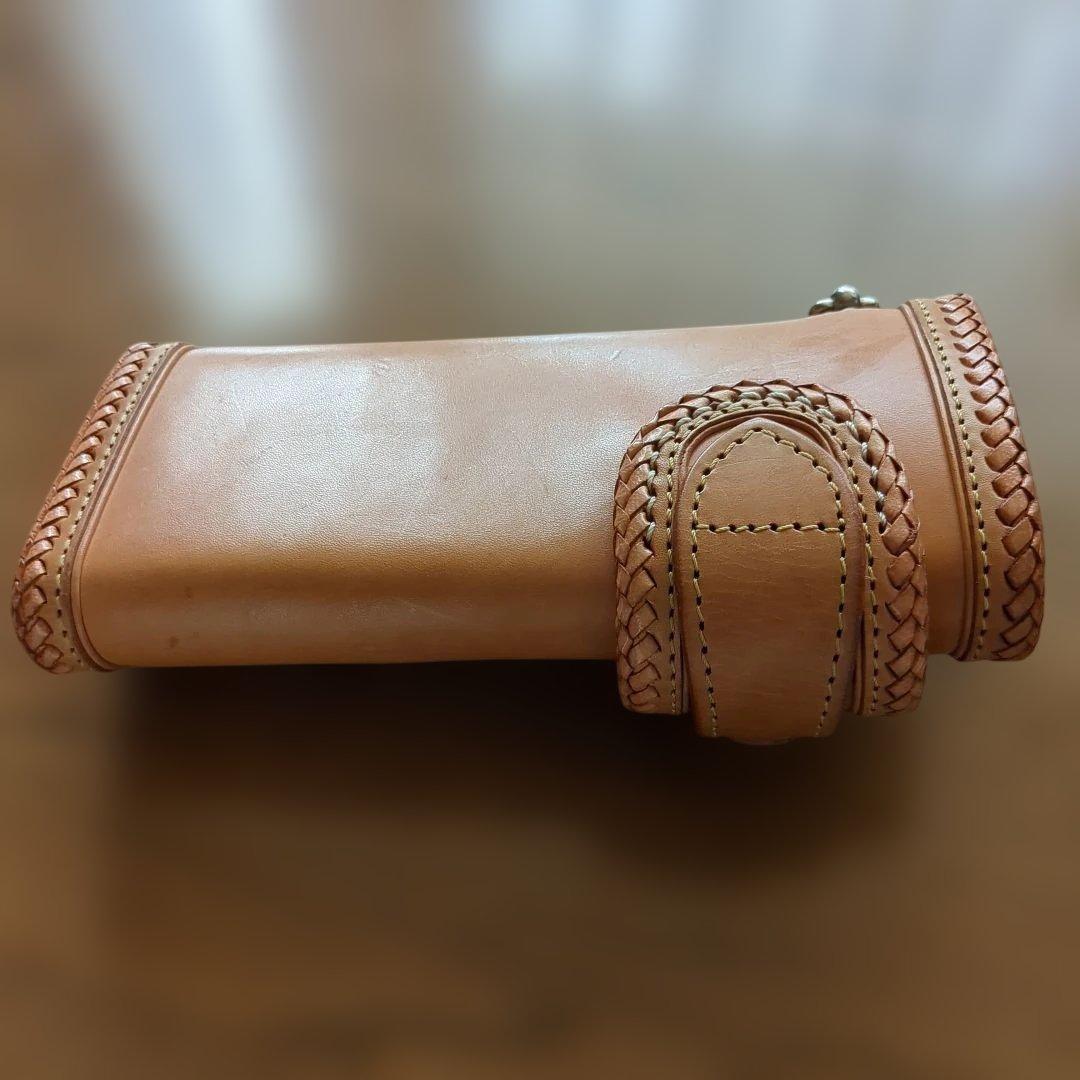 GODANEレザー編み込み長財布 ベージュ
