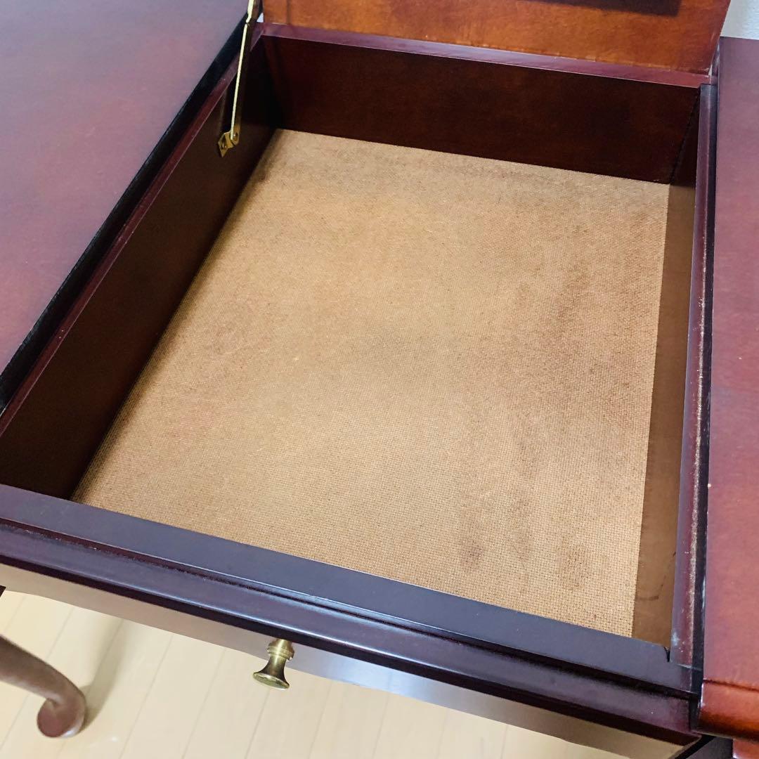 英国風 木製ドレッサー 鏡付 アンティーク 猫脚 デスク テーブル ブラウン