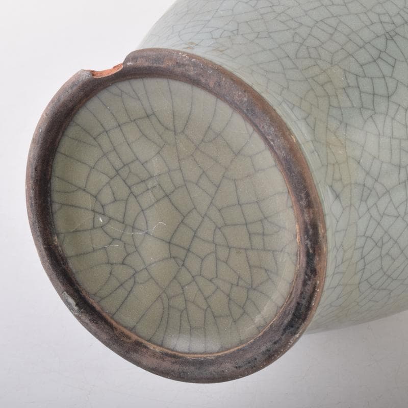 中国　南宋　官窯　青磁　金糸鉄線　貫耳双耳瓶　C　7058A