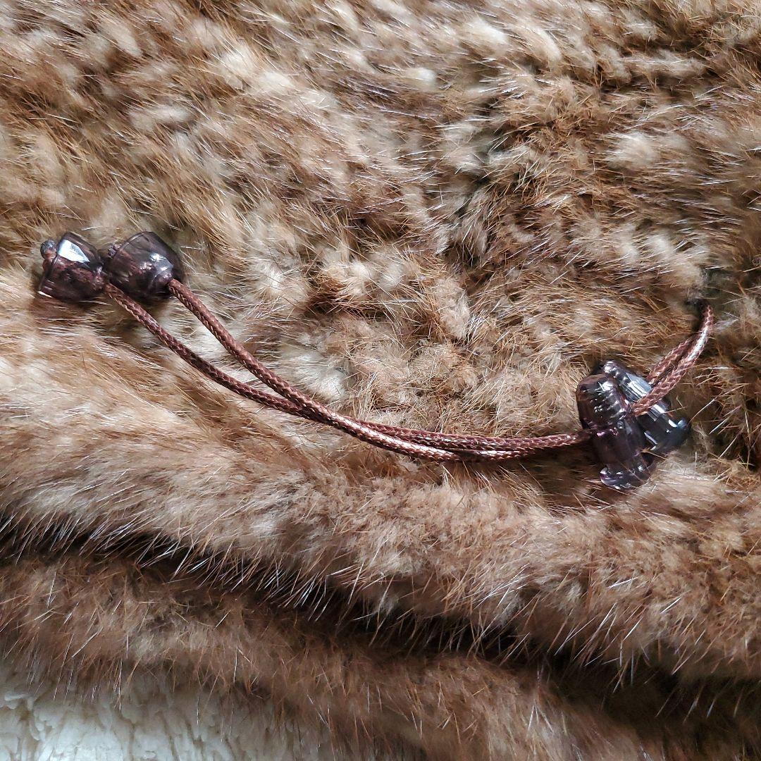 サンフラワー ミンクファー ネックウォーマー スヌード ブラウン