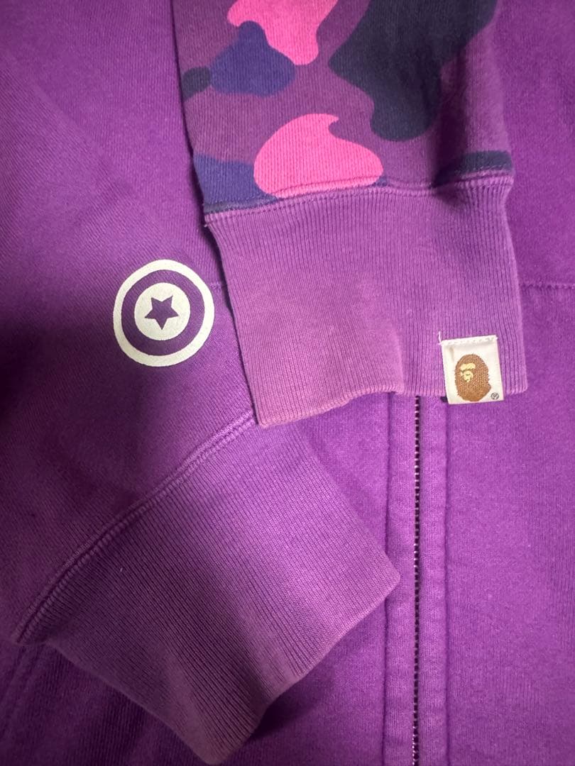 90S BAPE シャークフード パーカー 紫