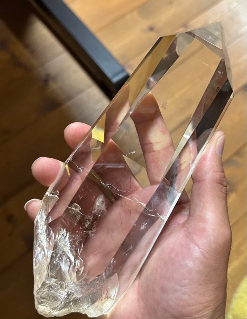 極上品 超透明 ブラジル産 水晶ポイント 台座付 クリスタル 白水晶