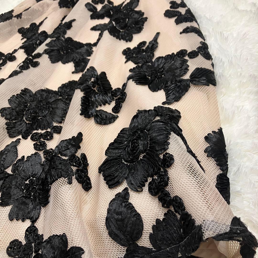 美品✨【SETTAN】パット入りAラインロングドレス　立体刺繍　結婚式　S