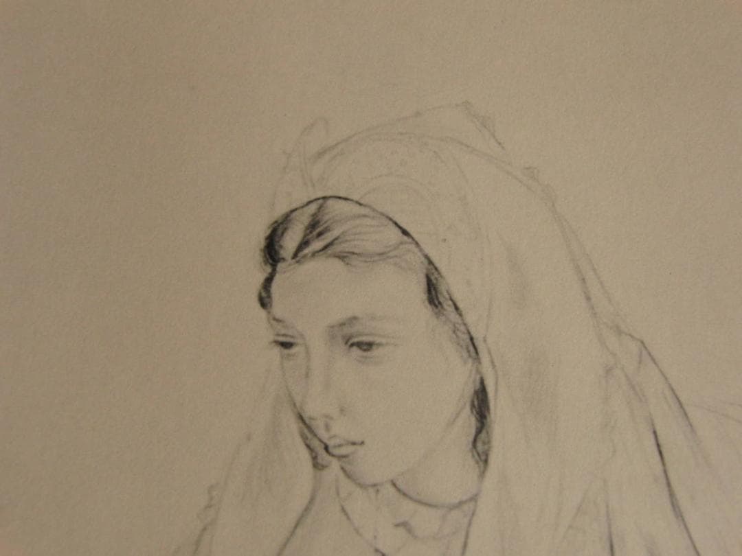 長谷川潔、聖体を受けたる少女、厳選、希少画集・額装画、新品高級額 額装付