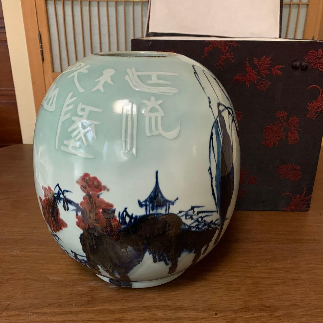景徳鎮 灯籠瓶 陳敏作 - メルカリ