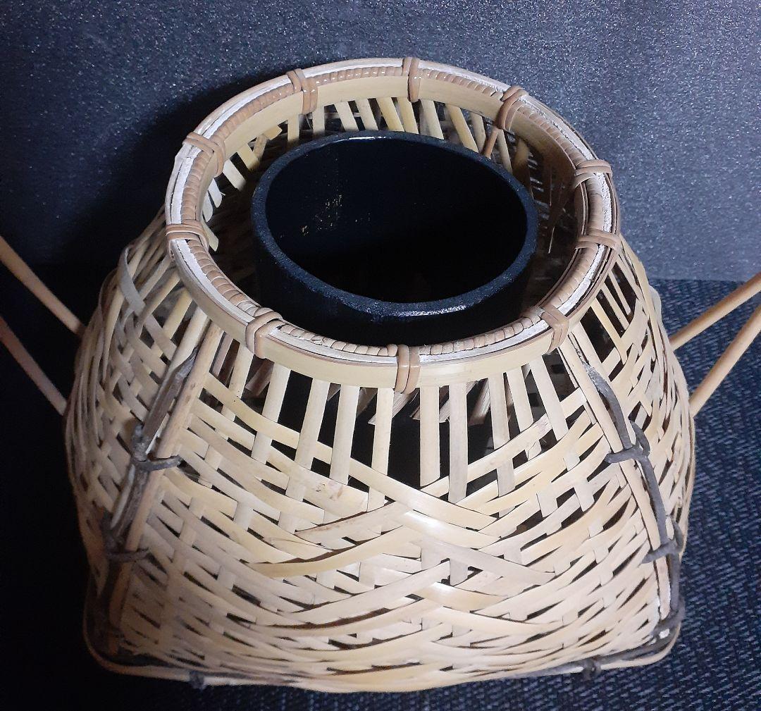 栗田元竺】造 宗全籠 竹皮伏見籠 竹花籠 共箱 栗田元笠 竹編竹細工