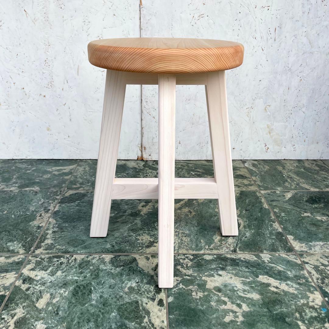 マチルダ　国産ひのき　丸椅子　木製スツール　2脚セット　北欧風