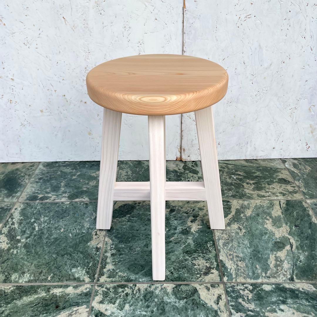 マチルダ　国産ひのき　丸椅子　木製スツール　2脚セット　北欧風