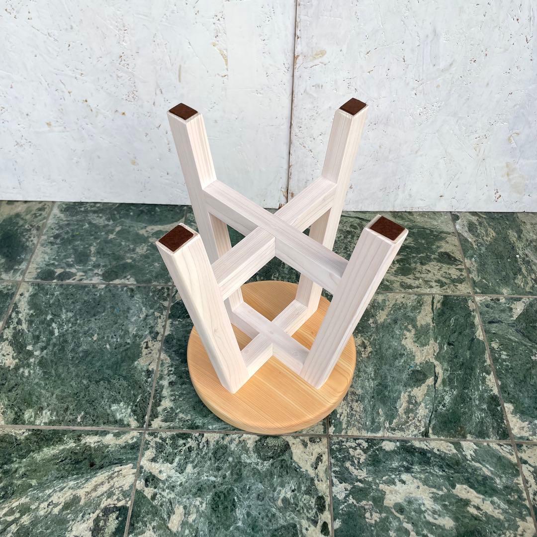 マチルダ　国産ひのき　丸椅子　木製スツール　2脚セット　北欧風