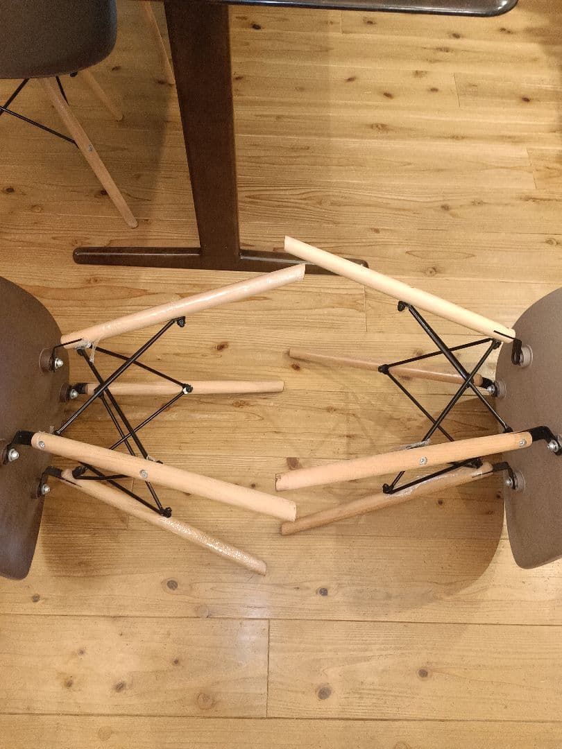 【福岡市＆近郊限定】ダイニングテーブル ダークブラウン 4脚付き