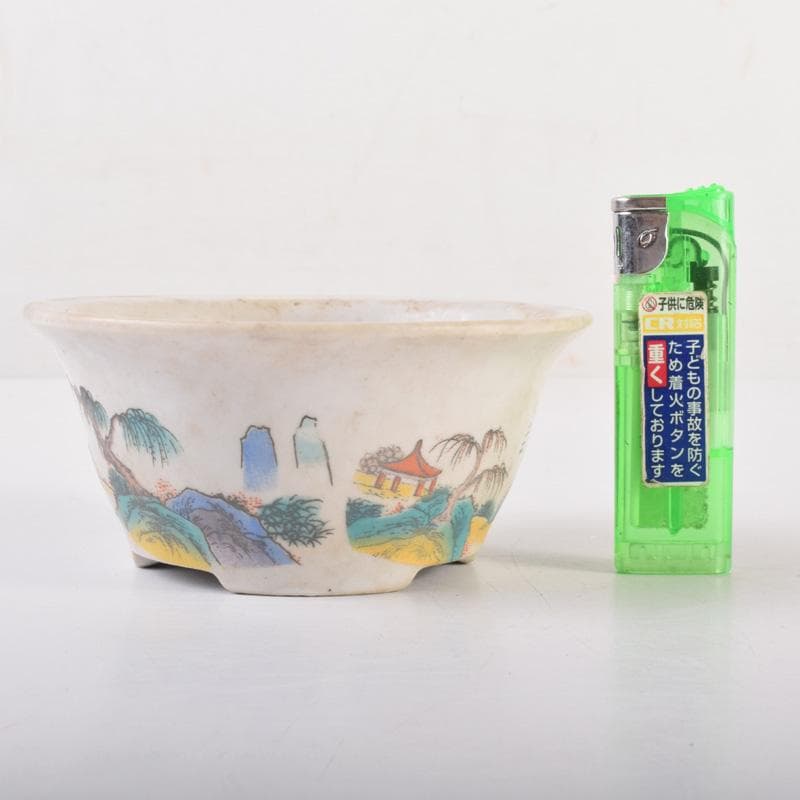 中国　粉彩　山水人物文　鉢　N　7205