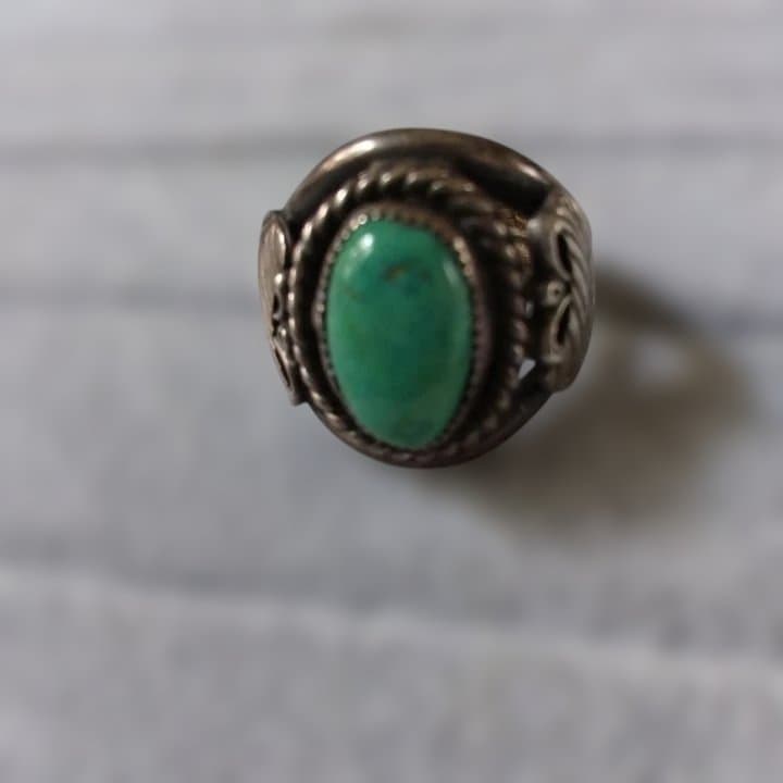 ヴィンテージ スターリングシルバー L. Reeves ターコイズ石 リング