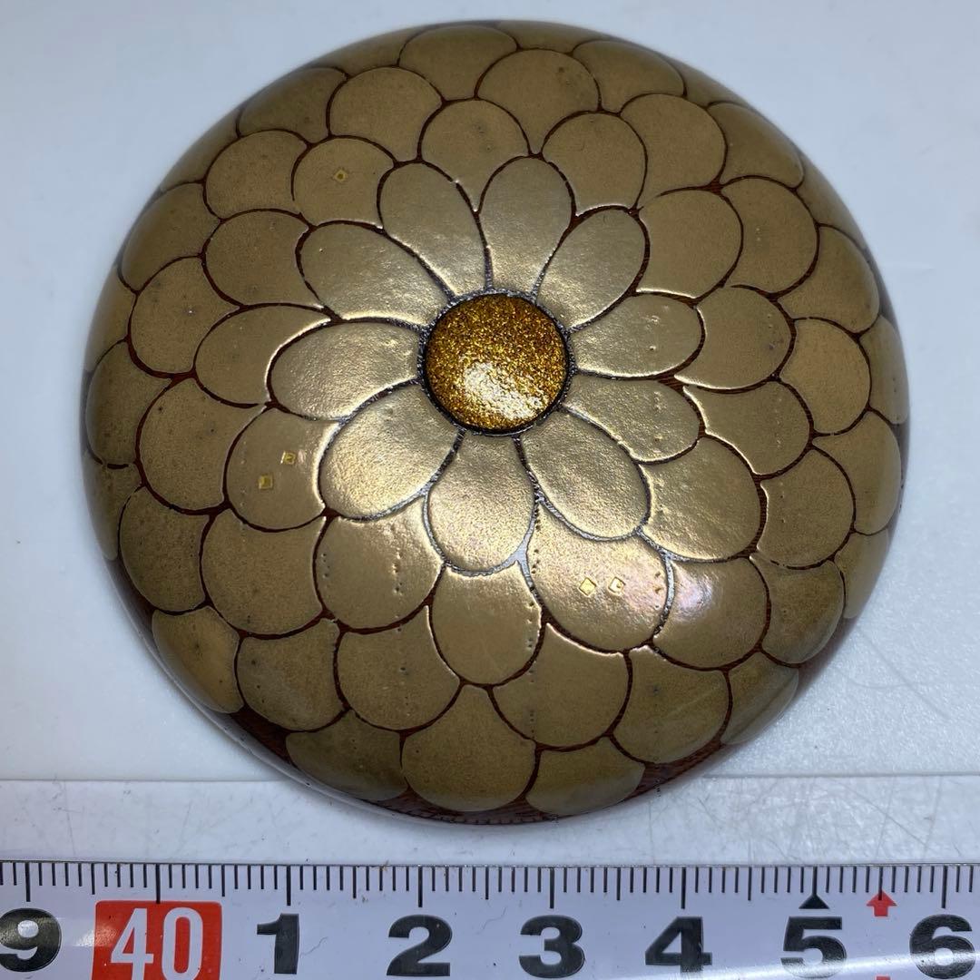 岡本康光　菊蒔絵香合　共箱　直径6.5cm 東N7-1118☆2F