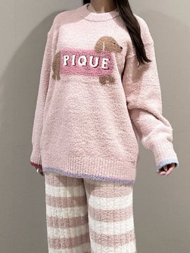 新品✨ジェラピケ ベビモコダックスフンドジャガードプルオーバー PNK