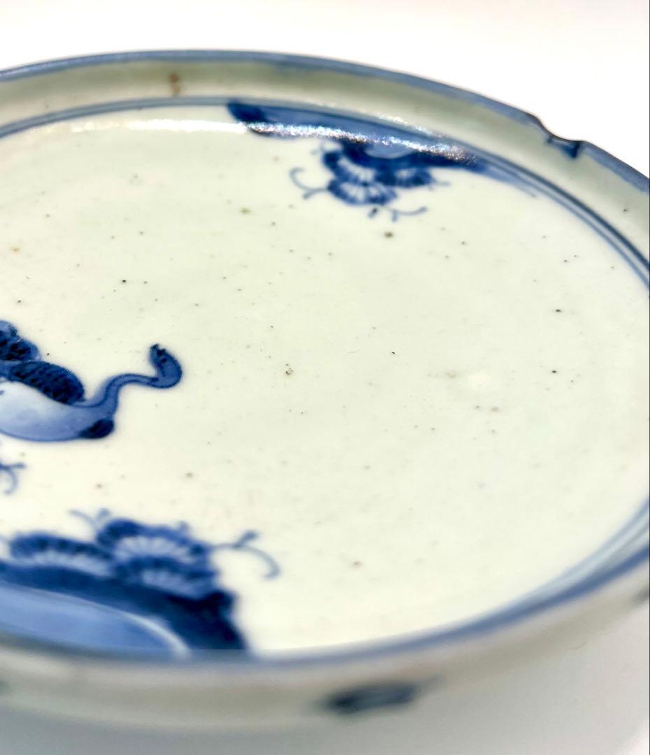 古伊万里　古染付　雁の図皿　染付　アンティーク　古道具　食器