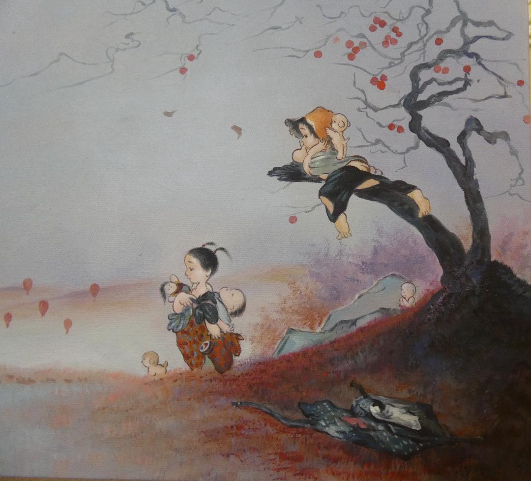 値下げ】人物画 油絵 中島潔 風紀行 F6 額付き 手描き 肉筆