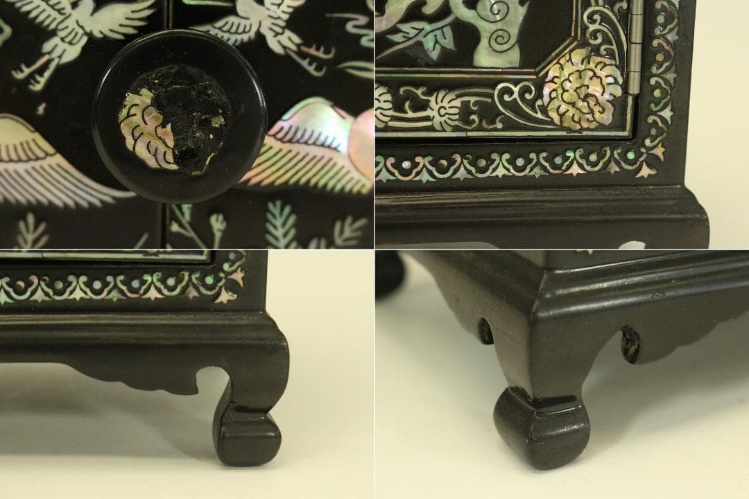 朝鮮 韓国 螺鈿 鶴模様 宝石箱(A849)