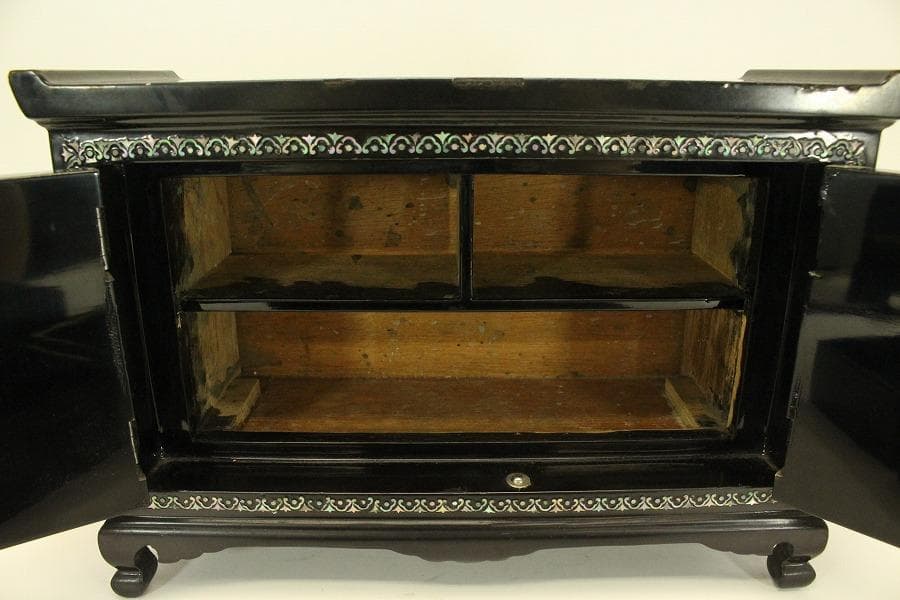 朝鮮 韓国 螺鈿 鶴模様 宝石箱(A849)