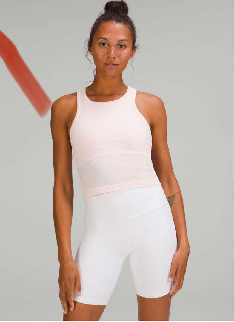 lululemon大人気カラー リブ編み タンクトップ ピンク size6