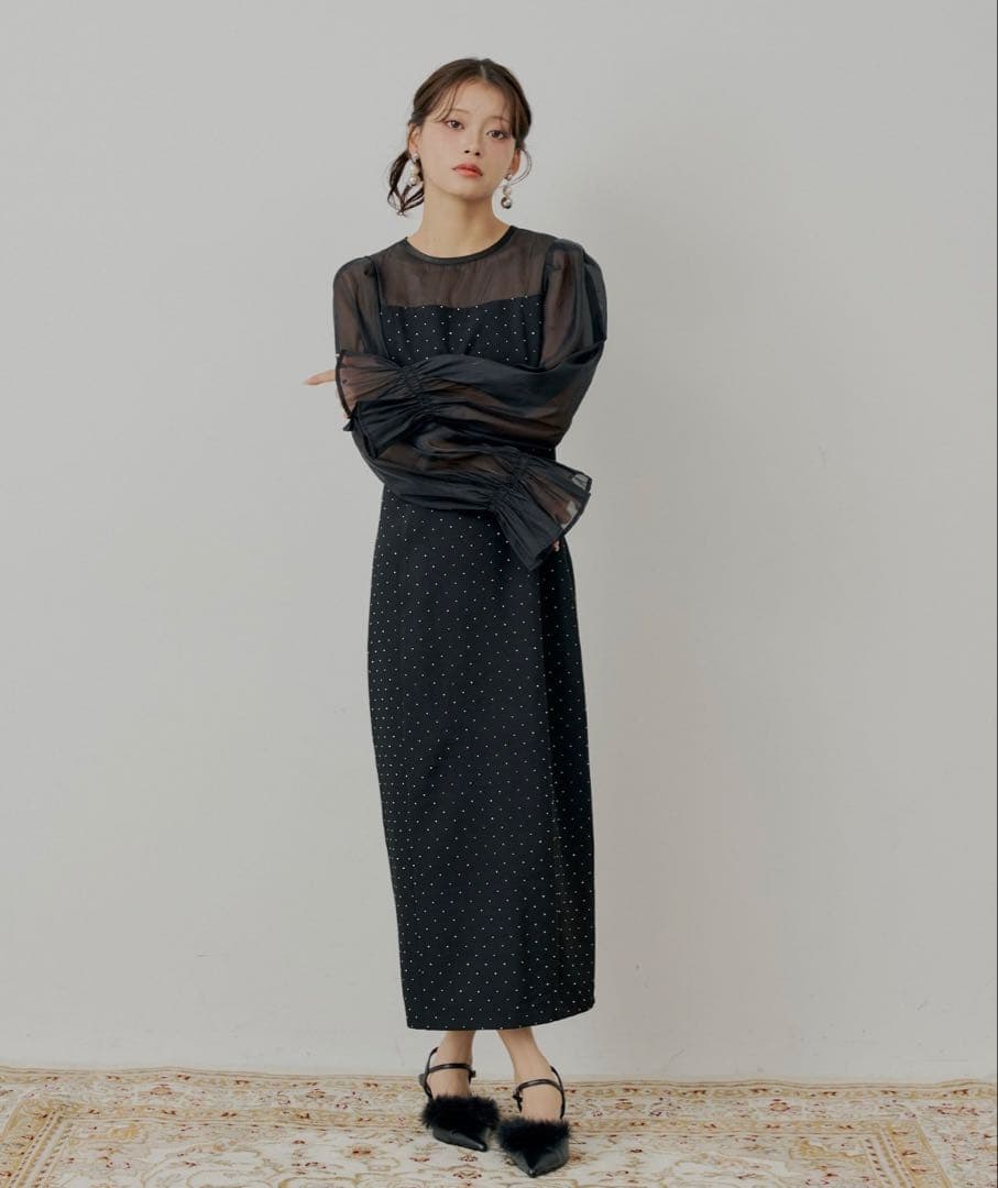 chico シースルータイトロングドレス/オケージョンドレス