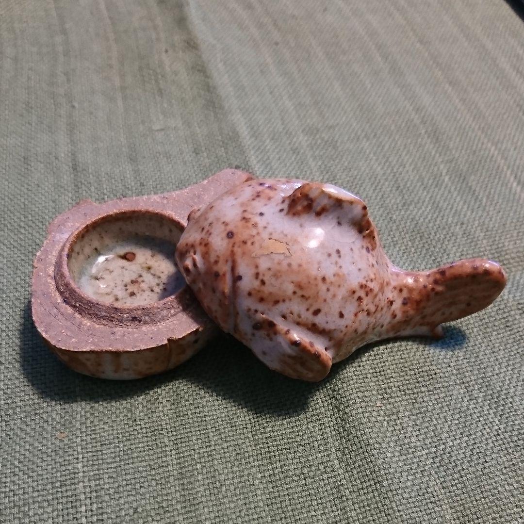 311) 香合(16) 山形平清水焼 七右ヱ門窯 「あんこう？」