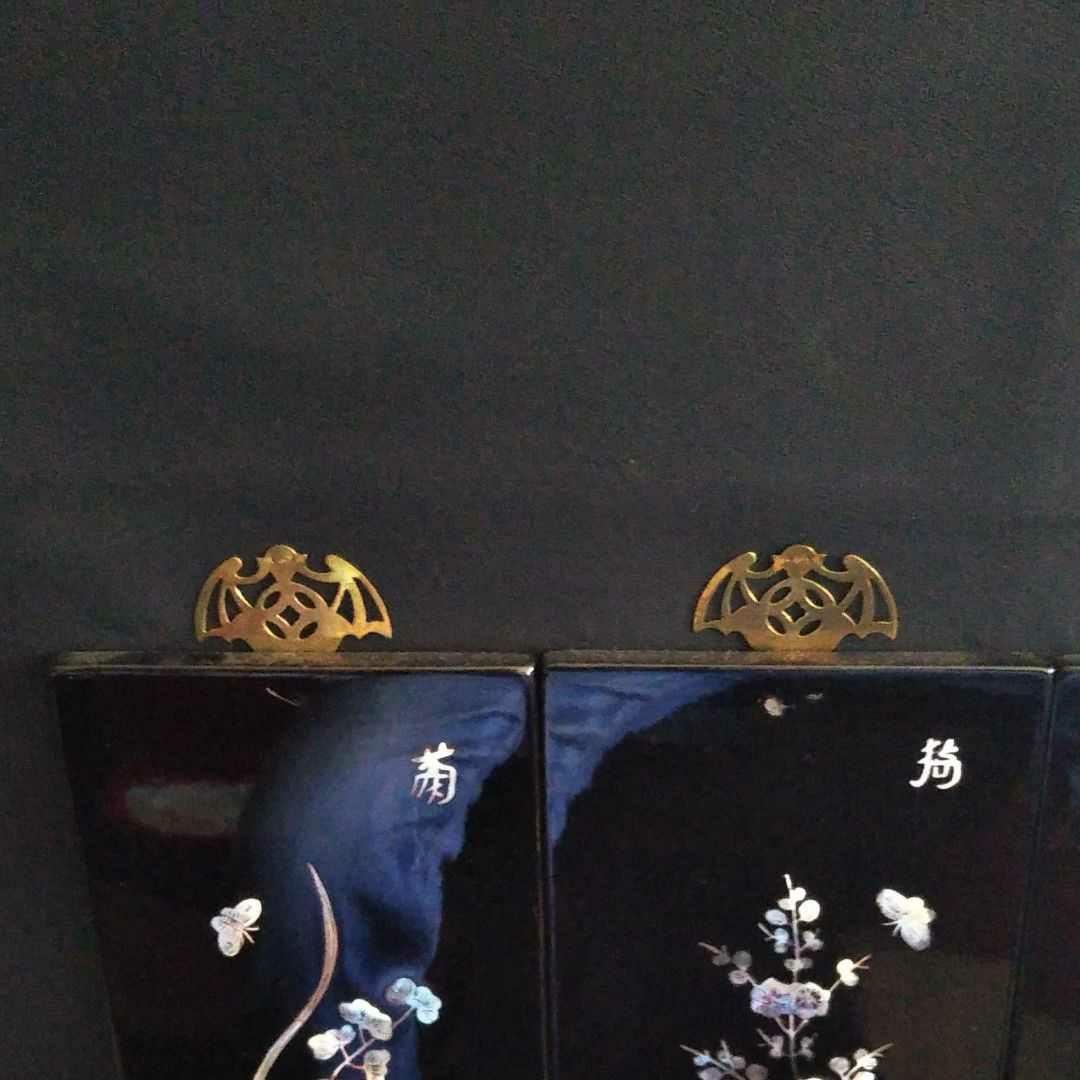 ※中国古美術/螺鈿細工四季飾り/4枚セット/