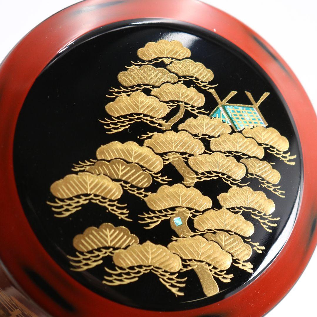 和田寿峰作 住吉蒔絵 薄茶器 面根来 山中塗 茶道具 共箱 V875 N6