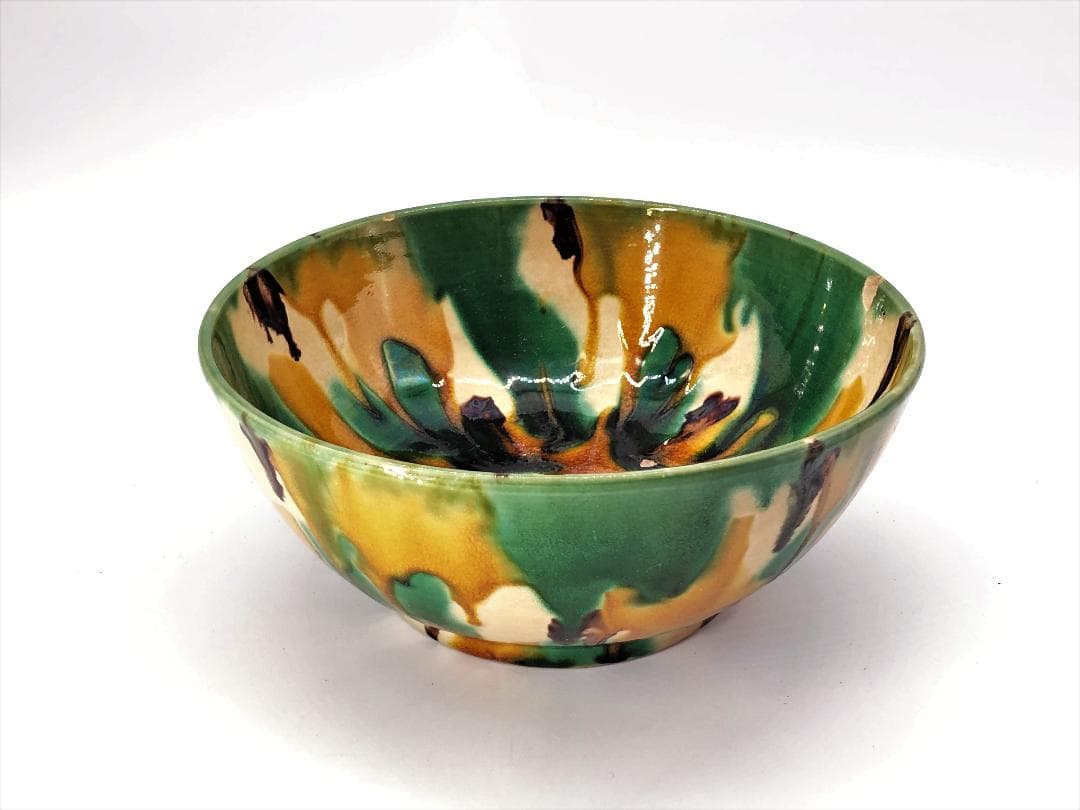 【 倣唐三彩 中鉢 】 清～民国期 中国古玩 骨董