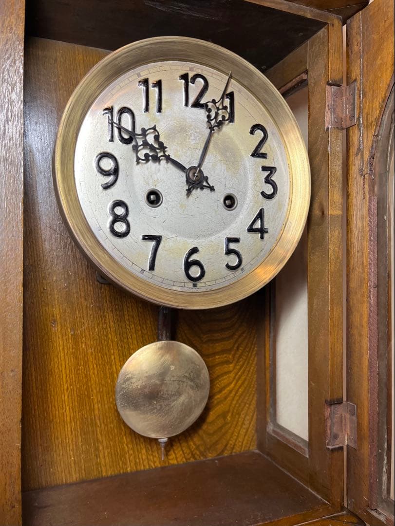 ユンハンス　横幅広型　柱時計　古時計　振り子　レトロ　アンティーク時計　精工舎