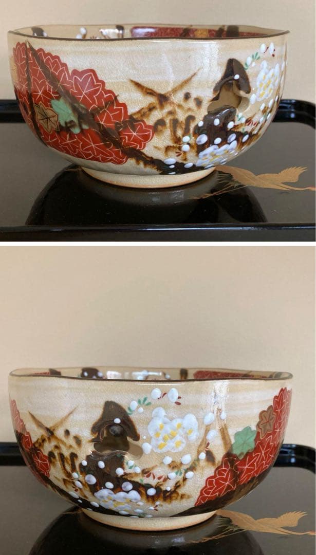 清水焼　雲錦菓子鉢 井泉　茶道具 茶懐石 菓子鉢 Japan 金彩色絵