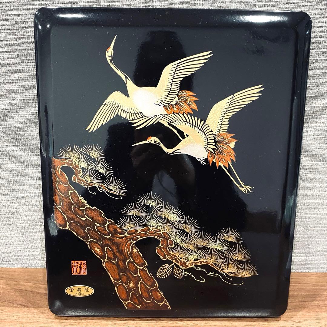 【本蒔絵漆器】新品未使用　橋本漆芸　文箱 漆器 鶴デザイン