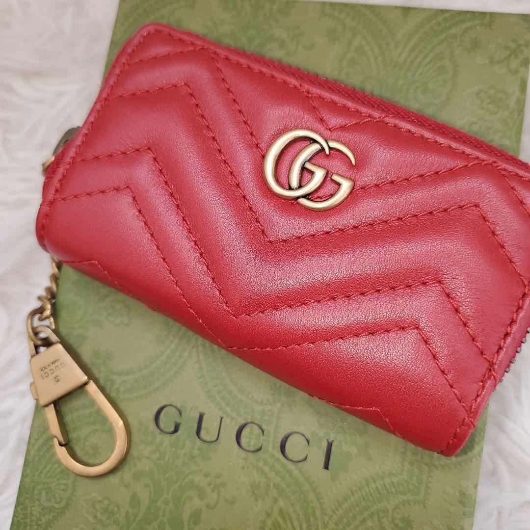 ⭐未使用級⭐GUCCI ggマーモント レッド キーケース ケース