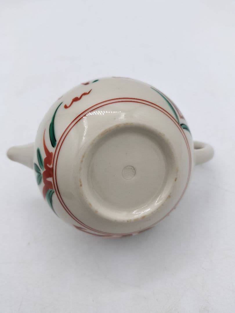c793 煎茶 廻し篭セット 赤絵 後手急須 晃雲作 廻し籠 茶道具 古物