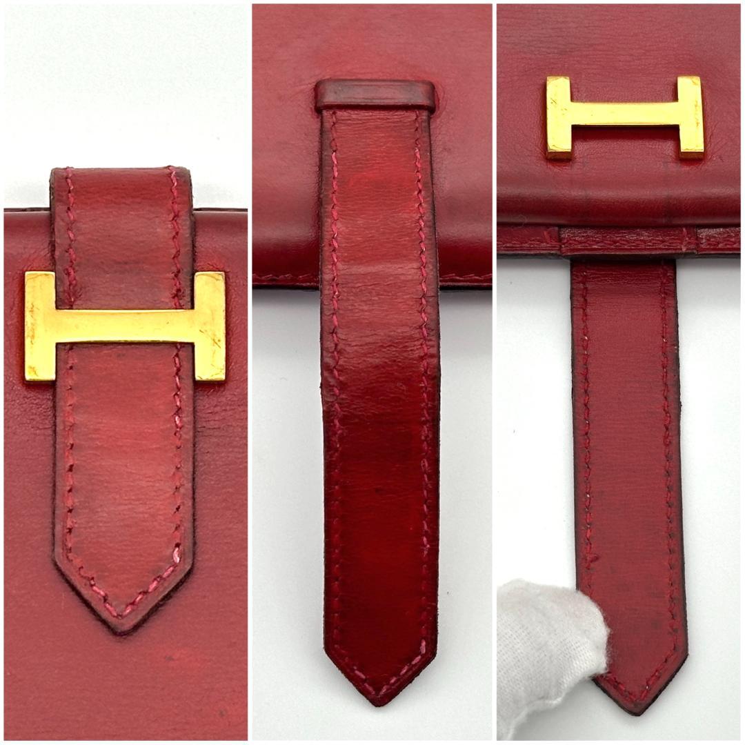 【美品】HERMES エルメス　べアンクラシック　レッド　長財布　⚪︎W刻印