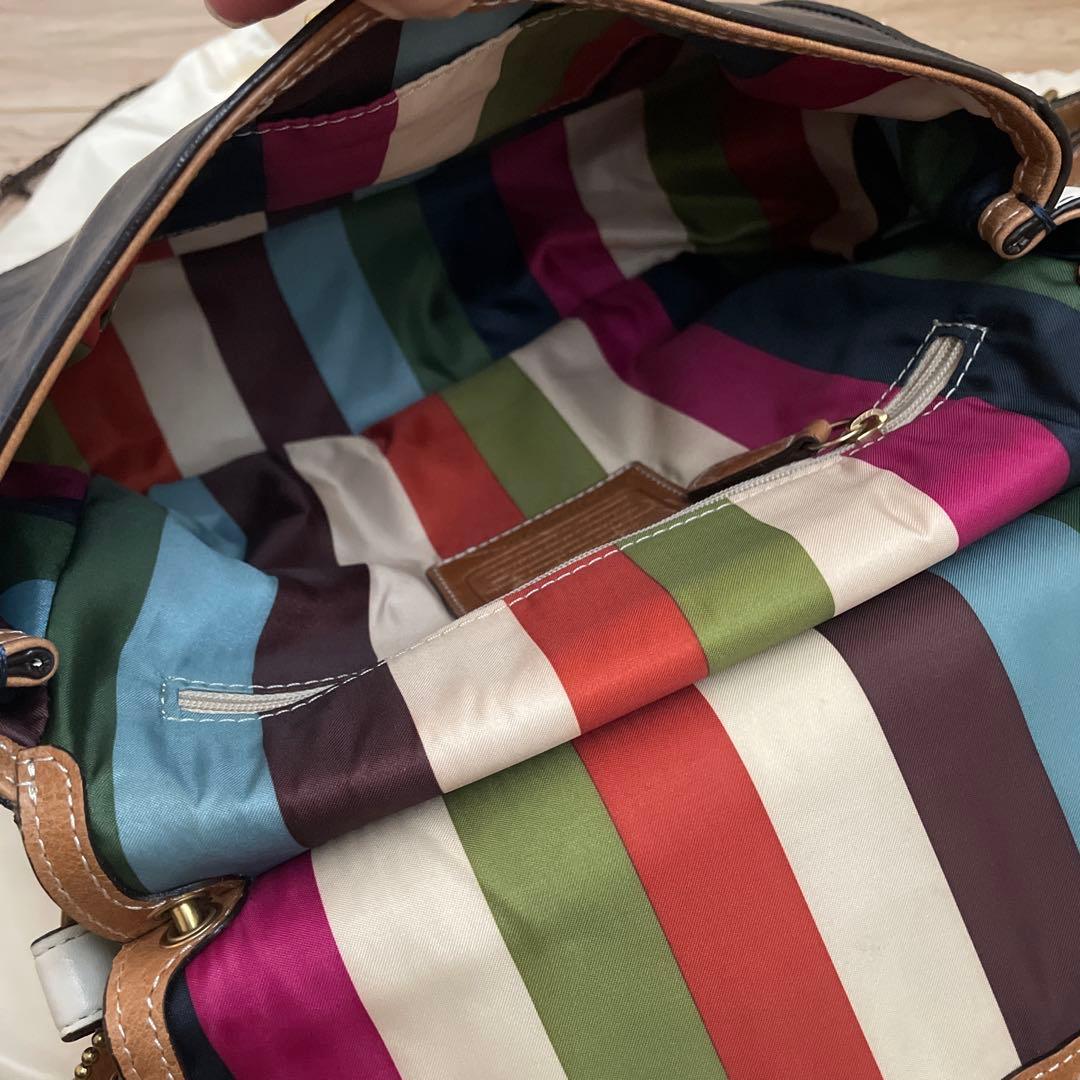 まいママ　COACH ネイビー ショルダーバッグ