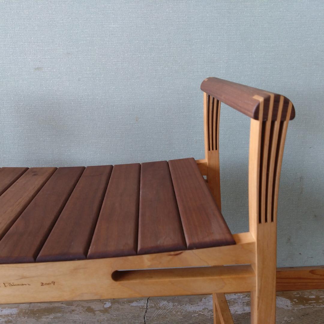 木製 アーム付き スツール　組み木