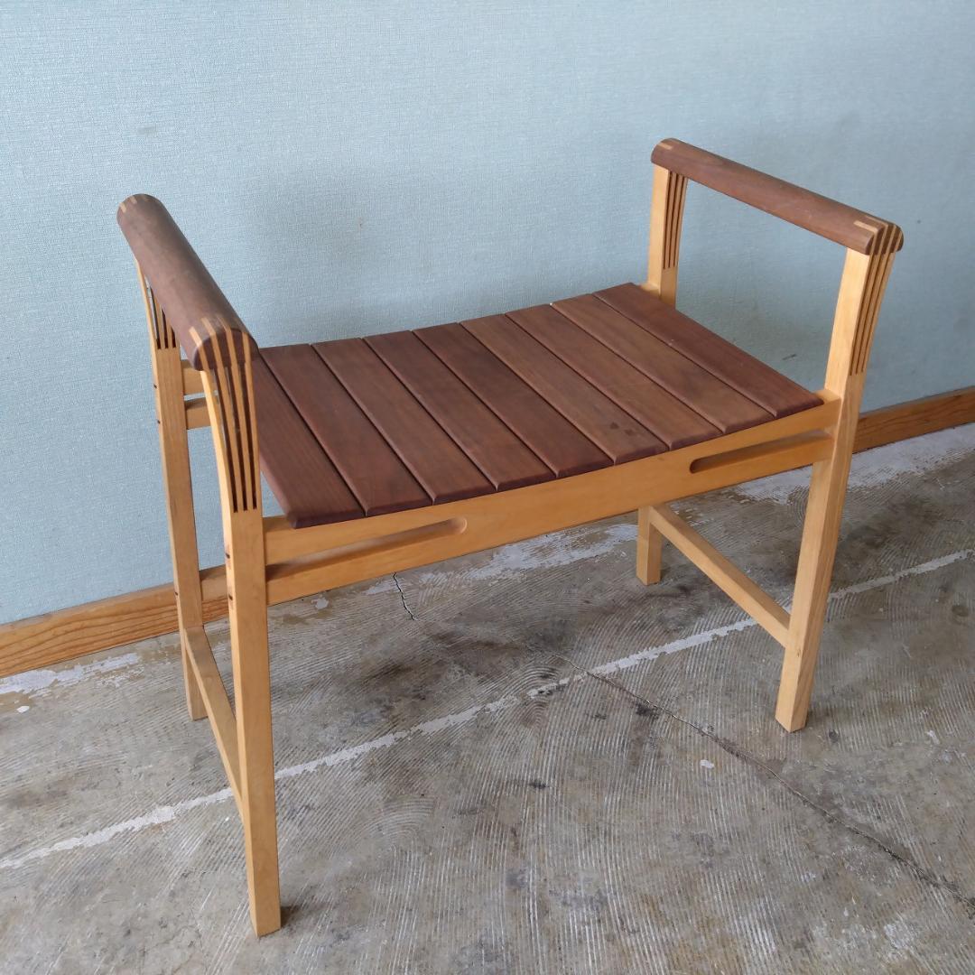 木製 アーム付き スツール　組み木
