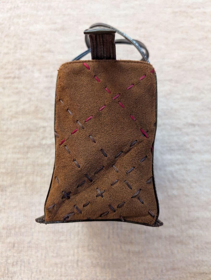 バーバリー　ハンドバッグ　スクエア　ノバチェック刺繍　レア　ブラウン　ミニ