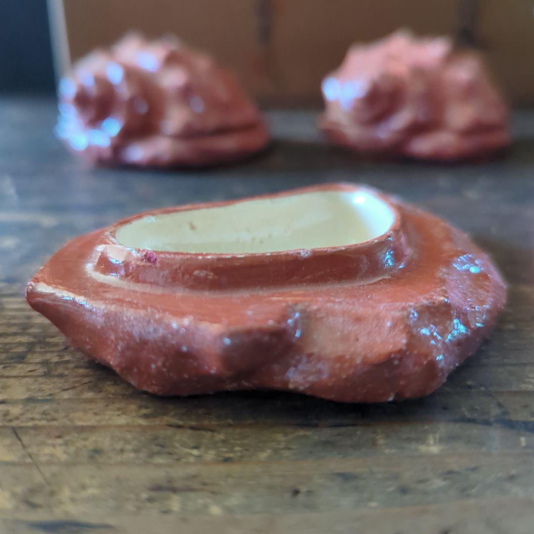 骨董茶道具 京焼 清水焼 醍醐窯 島荷平作 茶懐石 楽焼 赤楽 さざえ