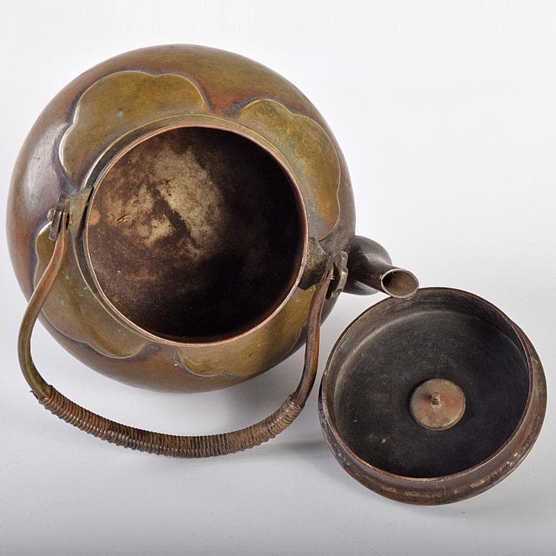 煎茶道具 黄銅 湯沸し 急須 時代箱付 D R7771