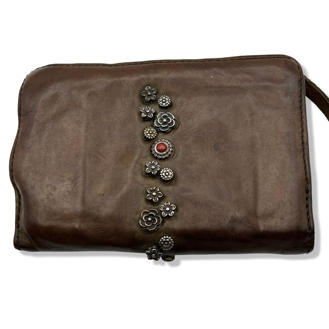 CAMPO MAGGI カンポマッジ 折り財布 スタッズ レザー ダメージ加工