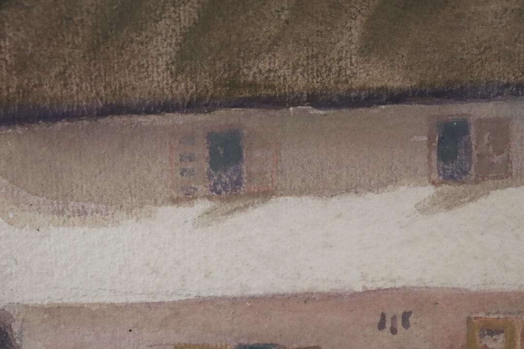 真作保証 三宅克己 風景画 水彩5号 タトウ箱 油彩技法を用いて水彩表現の開拓者